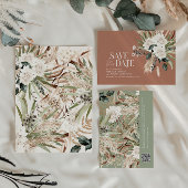Moderner rustikaler eukalyptus botanischer QR-Code Save The Date