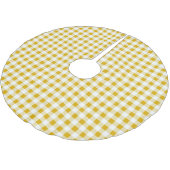 Moderner Rustikaler Gelber Gingham-Karo Polyester Weihnachtsbaumdecke (Schrägansicht)
