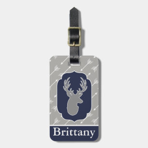 Moderner Rustikaler Graue Individuelle Name Gepäckanhänger