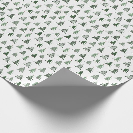 Moderner Rustikaler Grüner Weihnachtsbaum Geschenkpapier (Ecke)