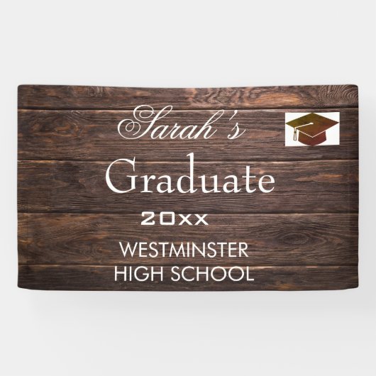 Moderner Rustikaler High School Abschluss Banner (Horizontal)