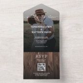 Moderner Rustikaler Holzfreizeitcode QR-Code All In One Einladung (Innen Boden)