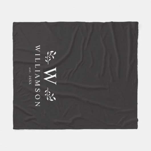 Moderner rustikaler Monogramm-Individuelle Name ne Fleecedecke (Vorderseite (Horizontal))