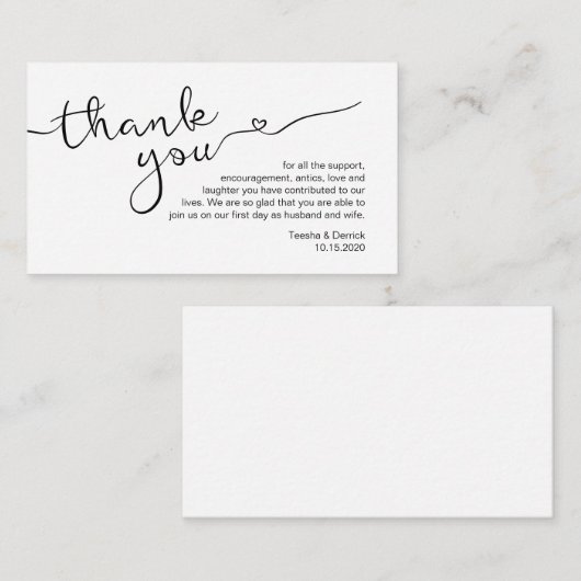 Moderner rustikaler Schriftart, Hochzeit Danke Begleitkarte (Vorne/Hinten)