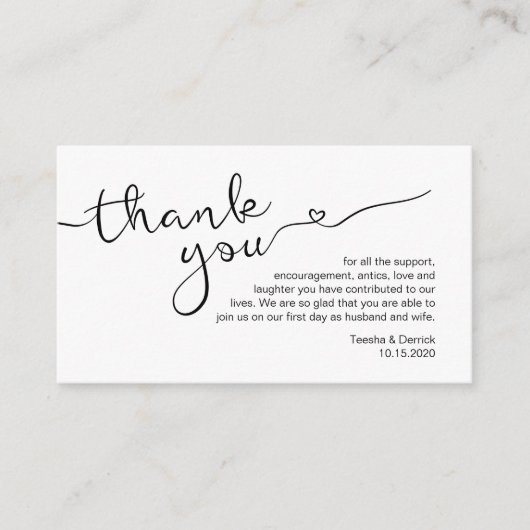 Moderner rustikaler Schriftart, Hochzeit Danke Begleitkarte (Vorderseite)