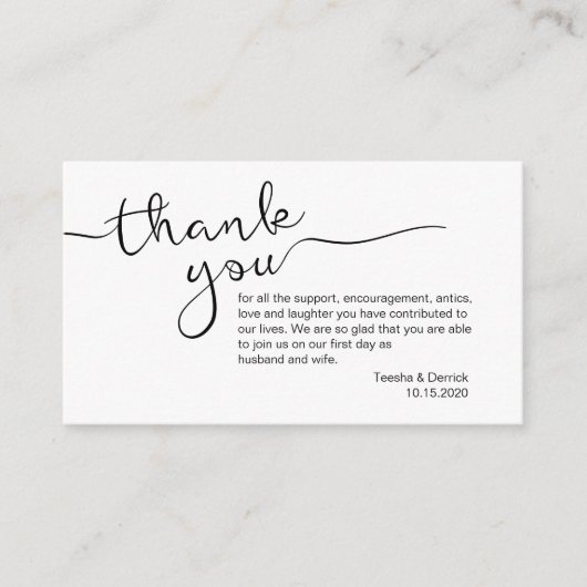 Moderner rustikaler Schriftart, Hochzeit Danke Begleitkarte (Vorderseite)