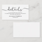 Moderner rustikaler Schriftart, Hochzeitsdetails, Begleitkarte (Vorne/Hinten)