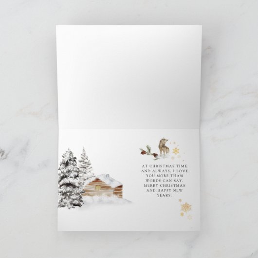 Moderner Rustikaler Wald Schneekabine Weihnachten (Innenseite)