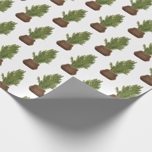 Moderner Rustikaler Weihnachtsbaum Geschenkpapier (Ecke)