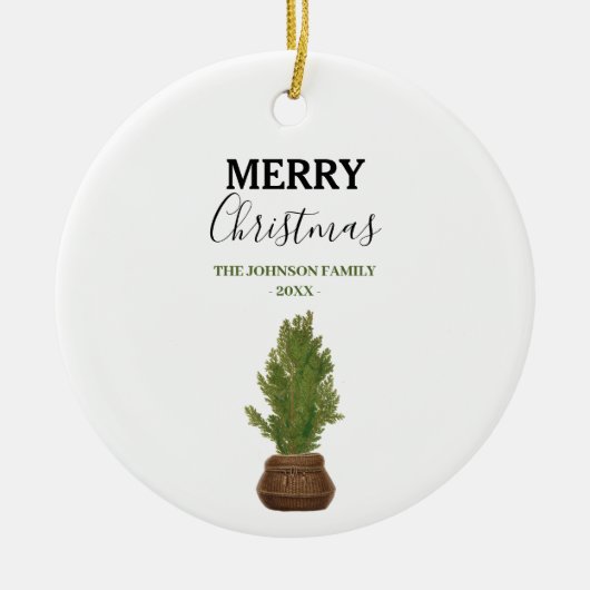 Moderner Rustikaler Weihnachtsbaum Keramik Ornament (Vorne)