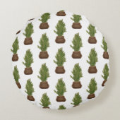 Moderner Rustikaler Weihnachtsbaum Rundes Kissen (Rückseite)
