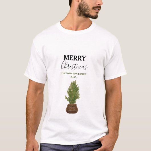 Moderner Rustikaler Weihnachtsbaum Urlaub T-Shirt (Vorderseite)