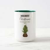 Moderner Rustikaler Weihnachtsbaum Urlaub Zweifarbige Tasse (Mittel)