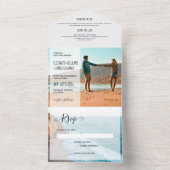 Moderner rustikaler Zielstrand Hochzeit 3 Foto All In One Einladung (Innen Boden)