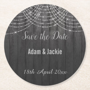 MODERNER RUSTIKER VINTAGER SAVE THE DATE UNTERSETZ RUNDER PAPPUNTERSETZER