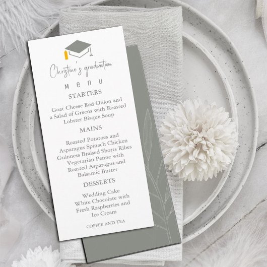 Moderner Sage Green Background Abschluss Menükarte