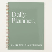 Moderner Sage Green Daily Planer mit Monogramm (Vorderseite)