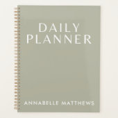 Moderner Sage Green Daily Planer mit Monogramm (Vorderseite)