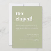 Moderner Sage Green Wedding Elopement Empfang Einladung (Rückseite)