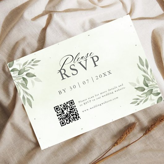 Moderner Sage Greenery QR Code Save-the-Date-Karte Save The Date