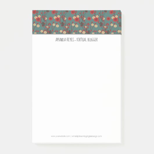 Moderner Sakura Kirschbaum und Affenasien Post-it Klebezettel (Vorderseite)