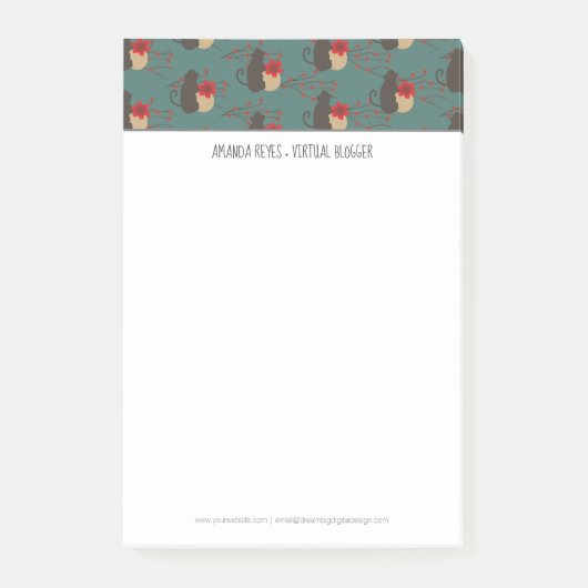 Moderner Sakura Kirschbaum und Affenasien Post-it Klebezettel (Vorderseite)