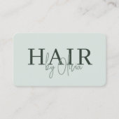 Moderner Salbeigrüner Friseur-QR-Code Visitenkarte (Vorderseite)