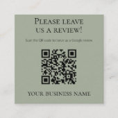 Moderner Salbeigrüner QR-Code Google-Bewertung  Quadratische Visitenkarte (Vorderseite)