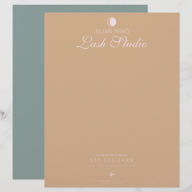 Moderner Salon Beauty Eyelash Studio Letterhead Briefbogen (Vorne/Hinten)