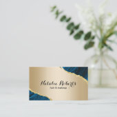 Moderner Salon der Gold Navy Agate Makeup Artist H Visitenkarte (Stehend Vorderseite)