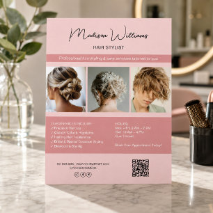 Moderner Salon-Friseur-Service-QR-Rosa-Flyer Flyer