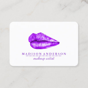 Moderner Salon Lila Lips Makeup Artist Visitenkarte