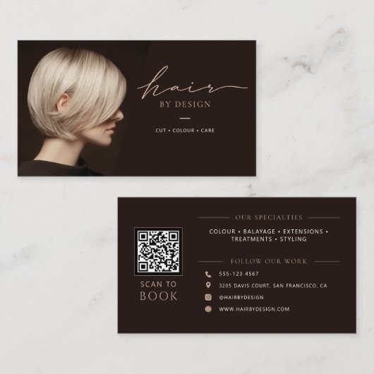 Moderner Salon QR-Code Friseur Visitenkarte (Vorne/Hinten)