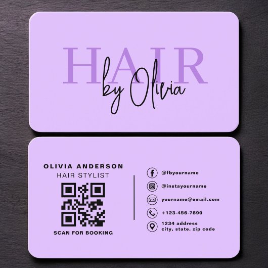 Moderner Salon-Typografie-QR-Code Visitenkarte
