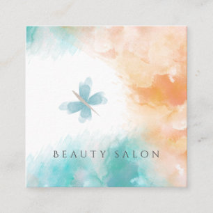 Moderner, sanfter Schmetterling mit Wasserfarbe Quadratische Visitenkarte