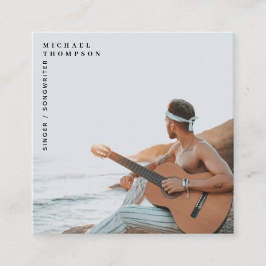 Moderner Sängermusiker Foto Performer QR-Code Quadratische Visitenkarte (Vorderseite)