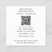 Moderner Sängermusiker Foto Performer QR-Code Quadratische Visitenkarte (Rückseite)
