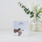 Moderner Sängermusiker Foto Social Media QR Code Quadratische Visitenkarte (Stehend Vorderseite)