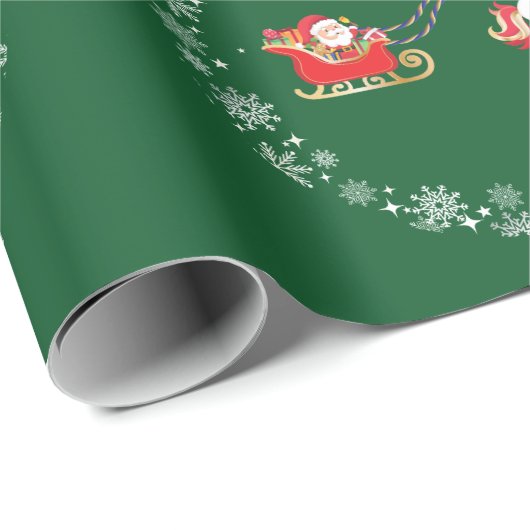 Moderner Santa Unicorn Personalisierter Name Merry Geschenkpapier (Rolleneckpunkt)