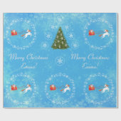 Moderner Santa Unicorn Personalisierter Name Merry Geschenkpapier (Flach)