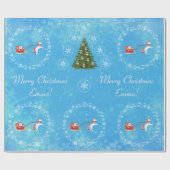 Moderner Santa Unicorn Personalisierter Name Merry Geschenkpapier (Flach)