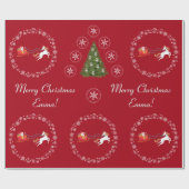 Moderner Santa Unicorn Personalisierter Name Merry Geschenkpapier (Flach)