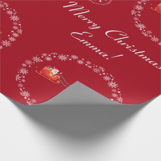 Moderner Santa Unicorn Personalisierter Name Merry Geschenkpapier (Ecke)