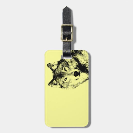 Moderner, sauberer gelber Wolf - individueller Gep Gepäckanhänger (Vorderseite vertikal)