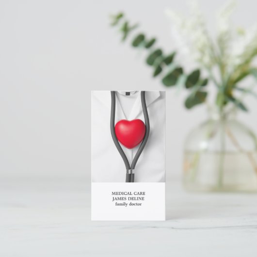 Moderner sauberer roter Herzarzt Visitenkarte (Stehend Vorderseite)