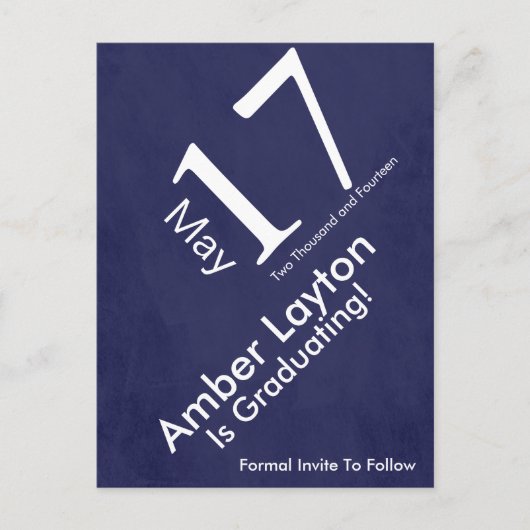 Moderner Save the Date Abschluss Ankündigungspostkarte (Vorderseite)