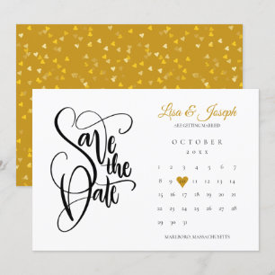 Moderner Save-the-Date-Kalender Gold Love Herz Einladung