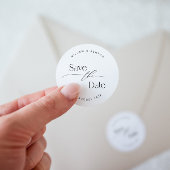 Moderner Save the Date Sticker mit Script-Schrifta