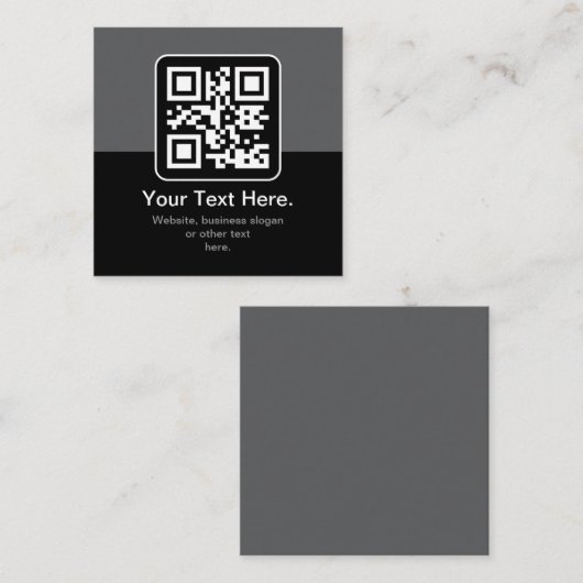 Moderner scannbarer QR-Code | Schwarz Grau & Weiß Begleitkarte (Vorne/Hinten)