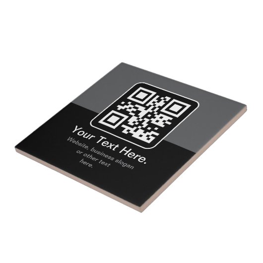 Moderner scannbarer QR-Code | Schwarz Grau & Weiß Fliese (Seite)
